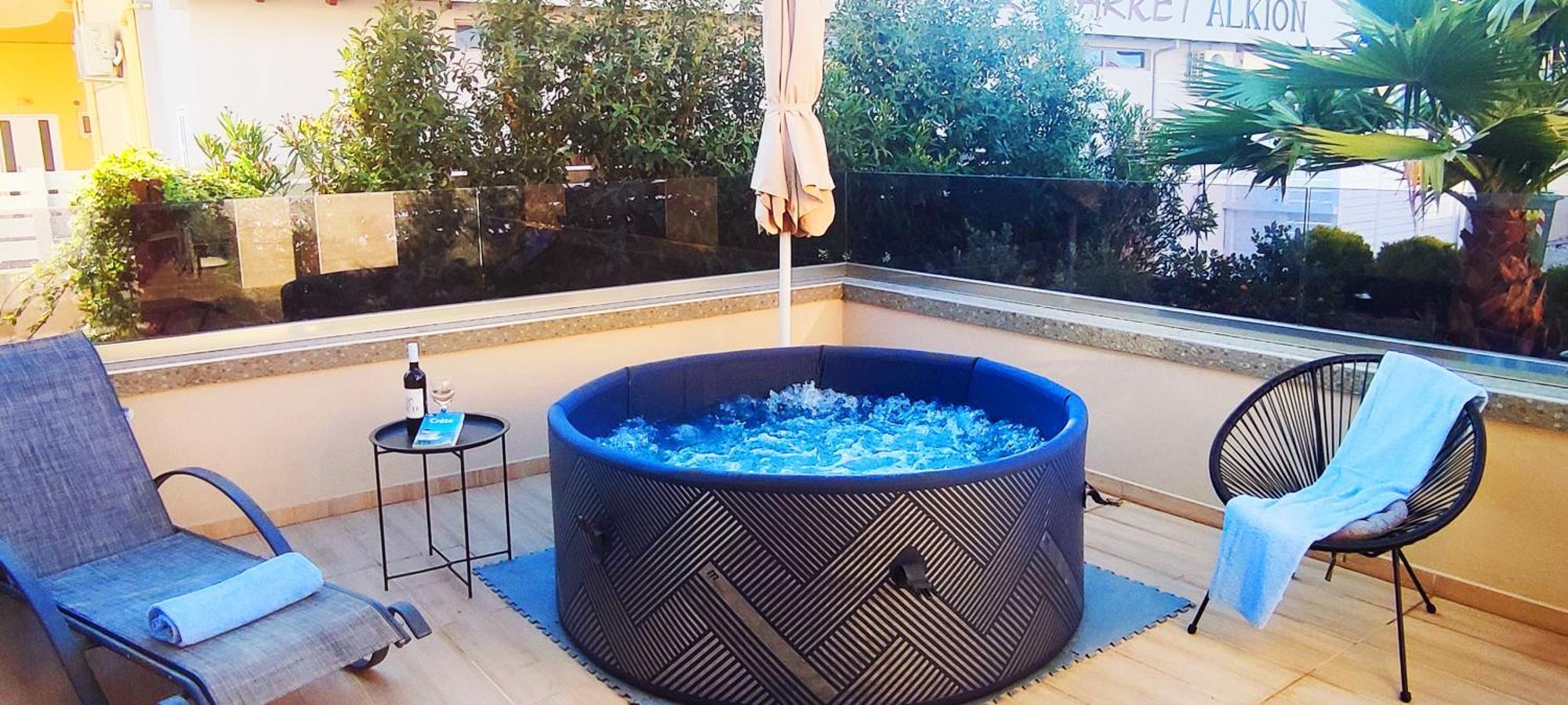 Luxury Villa Eva-Mari With Jacuzzi, 50M From The Beach Stalos Exterior photo